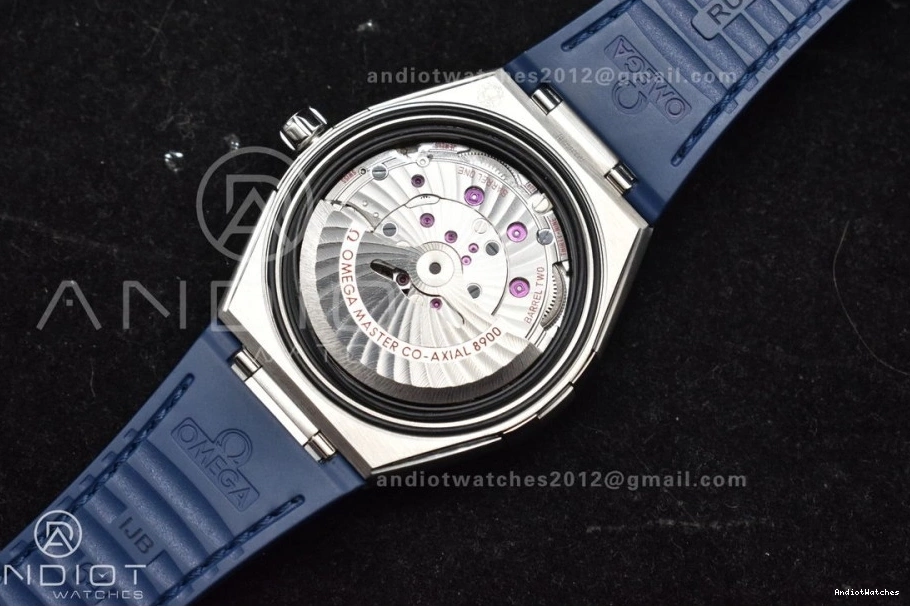 Clone Strap Gummy SS Blue Ceramic Blue 546 A8900 Blue Breathable on 1:1 Constellation VSF Super Edition Dial Best 0217